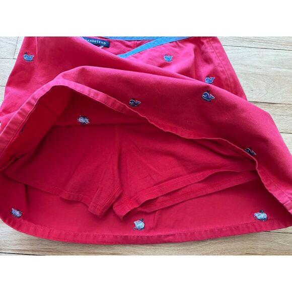 Lands End Red  Blue Whales Embroidered Skirt Shorts Preppy Skort Size Junior S - Picture 4 of 7